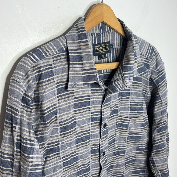 Pendleton Thomas Kay 100% Wool Button Down Shirt Men’s Large Stripe Long Sleeve - Picture 5 of 13
